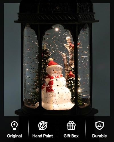 Snowman Snow Globe with Red Cardinal - Musical LED Christmas Decor, 12.99 Inch