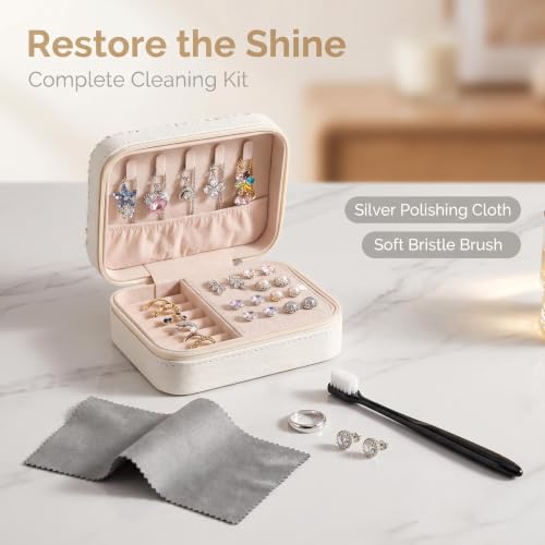 White Travel Jewelry Case, Portable Earring and Necklace Organizer