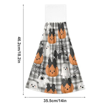Halloween Ghosts Purple Bats Moons Kitchen Towels Set - Hanging Dish & Hand Towels, 2 Pieces, Variation of Halloween 1