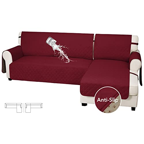 Waterproof L-Shape Sectional Couch Cover - X-Large Christmas Red, 2-Piece