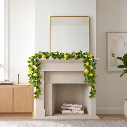 Artificial Lemon Vine Garland 3 Pack - 5.7ft Faux Greenery for Indoor Outdoor Decor