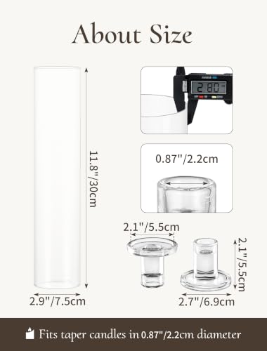 Clear Hurricane Glass Candle Holders Set of 10 - 11.8" Tall with Covers