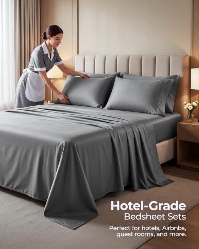 Queen Sheet Set - Pack of 2 Deep Pocket Microfiber Bed Sheets - Dark Grey