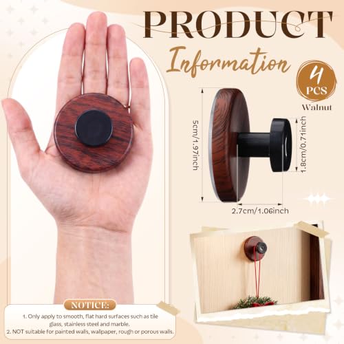 LEIFIDE Christmas Wreath Hangers Set - Brown Suction Cup Hooks, 1.97 Inch