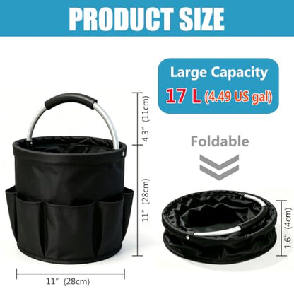 Large Cleaning Caddy with Handle and 6 Pockets, 17L Portable Organizer for Home and Garden