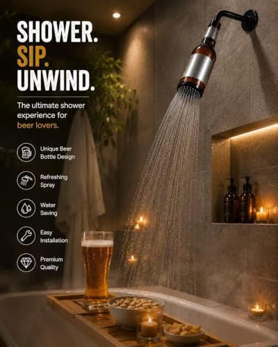 1pc Beer Bottle Shower Head Brown Bottle-Shaped Bathroom Sprayer - Fun Quirky Decor