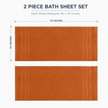 Jumbo Bath Towels 2-Pack - 35 x 70 Inches, Tera Orange - Soft & Absorbent