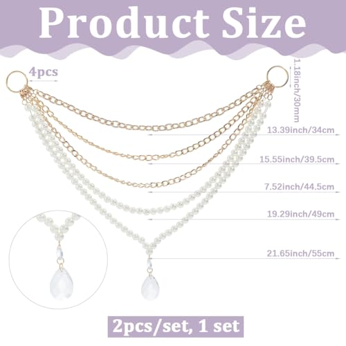 Pearl Chain Curtain Tiebacks - Gold Beaded Drapery Holdbacks with Metal Clasp - 10 Pack, 5 Styles - Pearl Variation of THIS listing