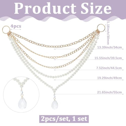 Pearl Chain Curtain Tiebacks - Gold Beaded Drapery Holdbacks with Metal Clasp - 10 Pack, 5 Styles - Pearl Variation of THIS listing
