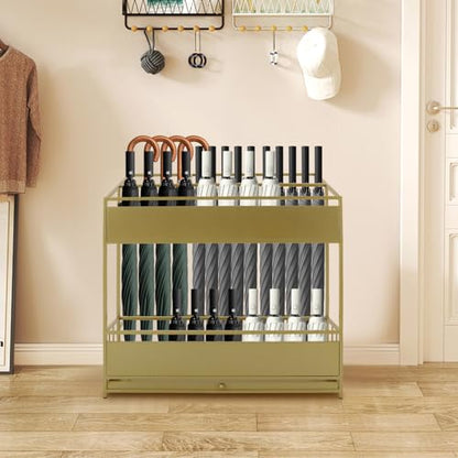 Gold Commercial Umbrella Holder for Entryway - Metal Umbrella Rack