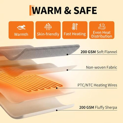 Garvee Dark Gray Wearable Heated Blanket with Foot Pocket & Hood
