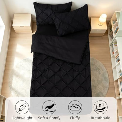 Twin Zipper Bedding Set with Comforter, Sheet & Pillow Cases - Black