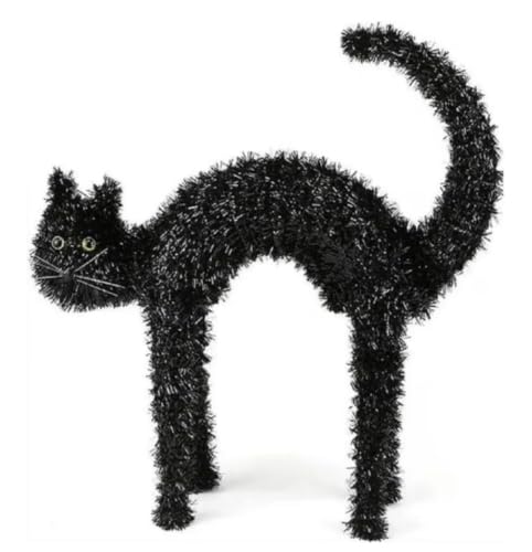 Halloween Spooky 3D Tinsel Black Cat Decoration - Sitting Style