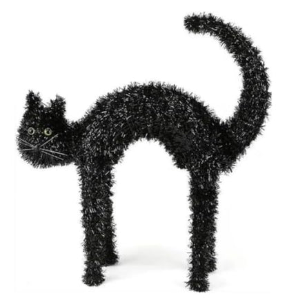 Halloween Spooky 3D Tinsel Black Cat Decoration - Sitting Style