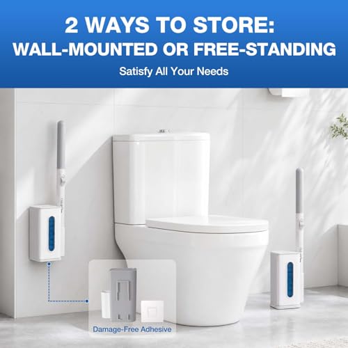 Disposable Toilet Brush System with 27 Refills and Holder - Easy Release