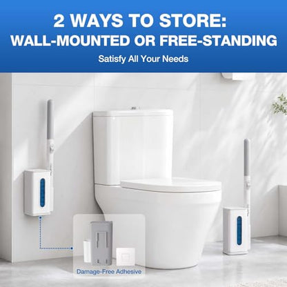 Disposable Toilet Brush System with 27 Refills and Holder - Easy Release
