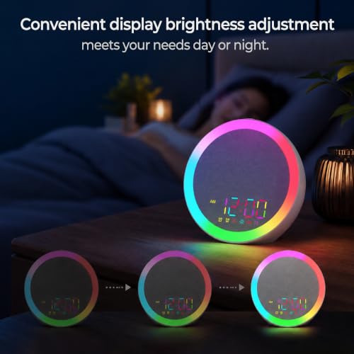 Heavy Sleepers Alarm Clock with Vibrating Bed Shaker, 10-Color Night Light, Dual Alarm, USB Charging