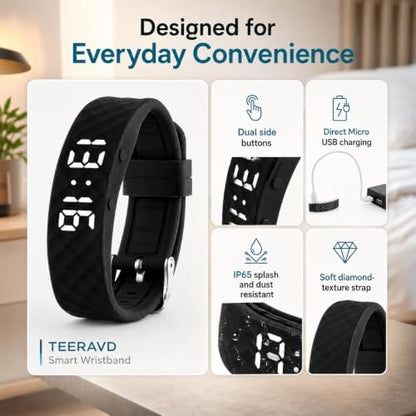 Vibrating Wristband Alarm Clock for Heavy Sleepers - Black Variation