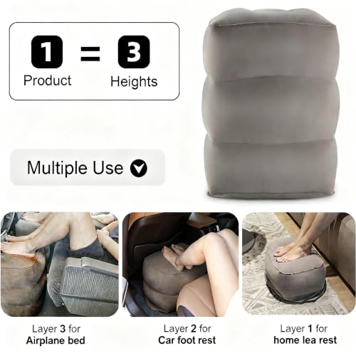 Inflatable Travel Foot Rest Pillow for Leg Support & Fatigue Relief