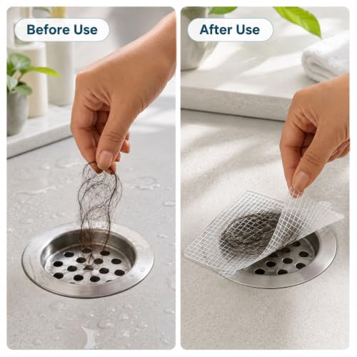 30 Pack Disposable Shower Drain Hair Catchers - 4 Inch Mesh Drain Covers
