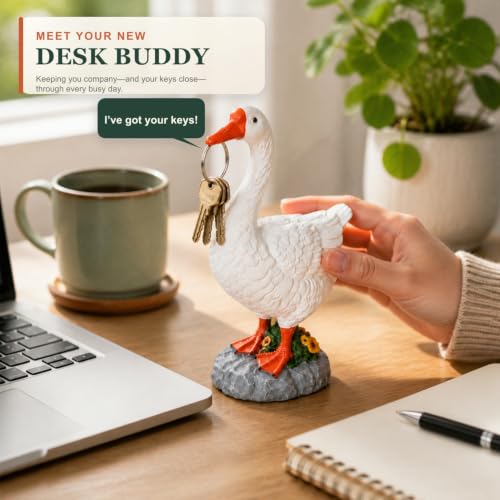 7 Inch Desk Goose Key Holder with Magnetic Beak Resin Figurine