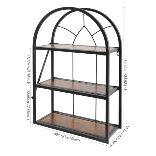 Rustic Wall Mount Shelf with 3 Wooden Tiers for Bathroom Kitchen Entryway