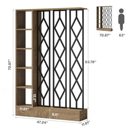 Tribesigns 70.87" Tall Room Divider with 5-Tier Open Storage Shelves - Variation 1