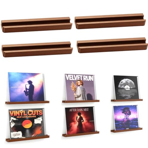 Vinyl Record Wall Mount Shelves - 12.6 Inch Pine Display Shelves for Records & Decor