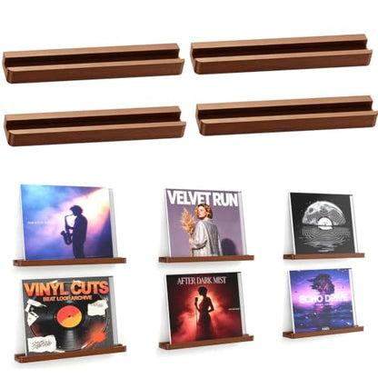 Vinyl Record Wall Mount Shelves - 12.6 Inch Pine Display Shelves for Records & Decor