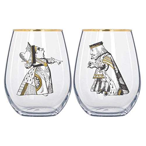 Alice in Wonderland His and Hers Tumbler Glass Set - 500ml Glasses in Gift Box - Variation of Tumbler Glasses