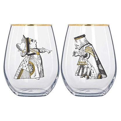 Alice in Wonderland His and Hers Tumbler Glass Set - 500ml Glasses in Gift Box - Variation of Tumbler Glasses