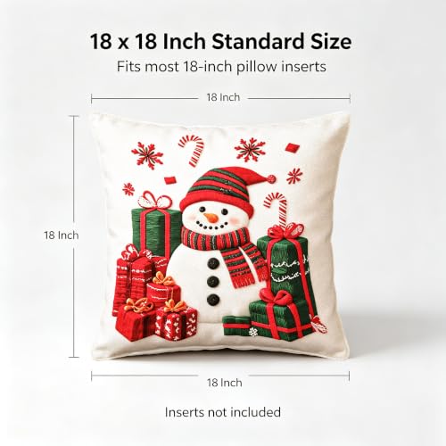 Christmas Throw Pillow Covers Set of 4 18x18 Inch Holiday Decor