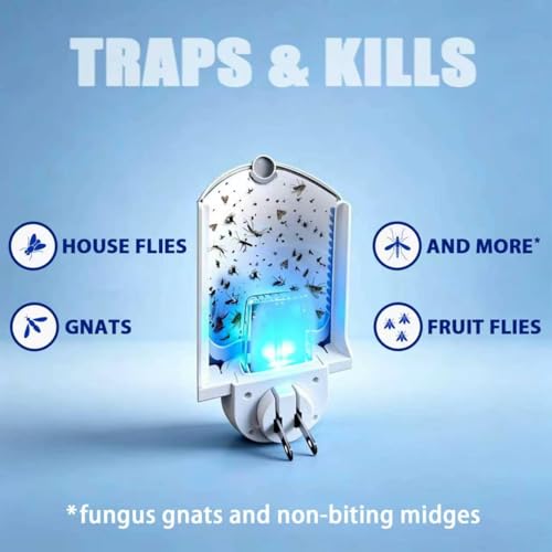 Indoor Flying Insect Trap with UV Light & Refill Cartridges - Mosquito, Fruit Fly, Gnat Catcher