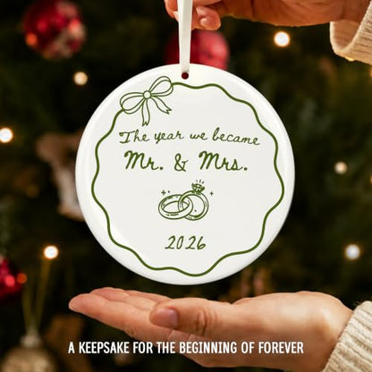 Wedding Ornament for Couples 2026 - Mr & Mrs Just Married Keepsake with Variation The Year We Became Mr & Mrs 2026