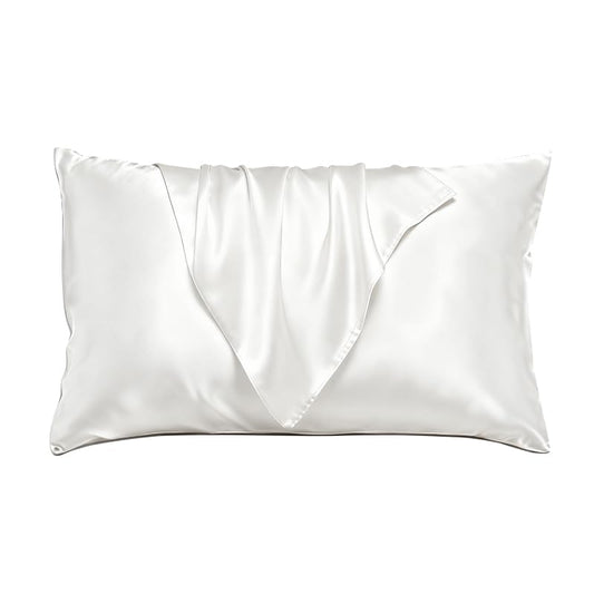 Satin Pillowcase Silkly Pillow Cases Soft Smooth 2 Pack Standard Size Queen Size Set of 2 Pillow Covers for Sleeping White