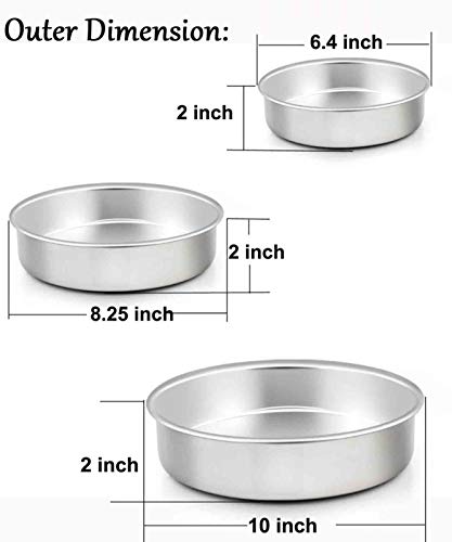 TeamFar Cake Pan, 6'' & 8'' & 9 ½'', Stainless Steel Round Baking Tier Cake Pans Set, for Baking Steaming Serving, Healthy & Heavy Duty, Mirror Finish & Dishwasher Safe - 3 PCS