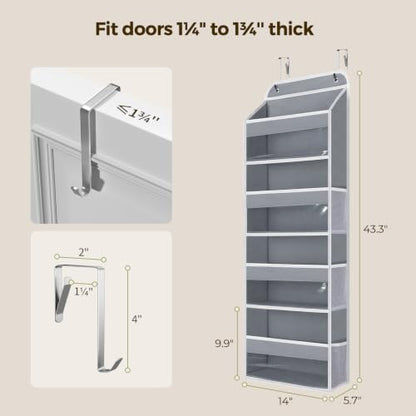 Over the Door Organizer 4-Tier Large Capacity Closet Storage Grey Variation 1