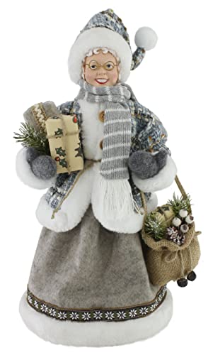 Windy Hill 16-Inch Woodland Tweed Burlap Mrs. Claus Decor - Outdoor Holiday Christmas