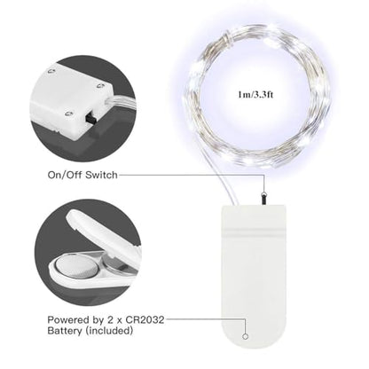 Battery Operated Fairy Lights 6.6ft 20 LED Waterproof String Light for DIY Decor - Cool White, 18 Pack