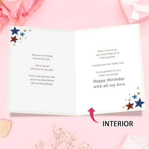 Mu-406 Romantic Birthday Card for Wife from Husband - Love & Celebration