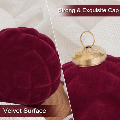 30Pcs Burgundy Velvet Christmas Ball Ornaments for Xmas Tree Decorations - Red Variation