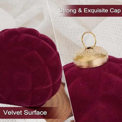 30Pcs Burgundy Velvet Christmas Ball Ornaments for Xmas Tree Decorations - Red Variation