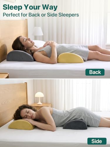 Yellow Memory Foam Lumbar Support Pillow for Sleeping & Back Pain Relief 21x11.5x4.3in