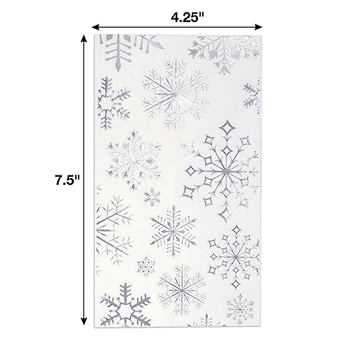 Christmas Snowflake Guest Napkins - Silver Disposable Party Paper Napkins Set of 100