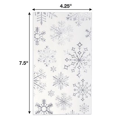 Christmas Snowflake Guest Napkins - Silver Disposable Party Paper Napkins Set of 100