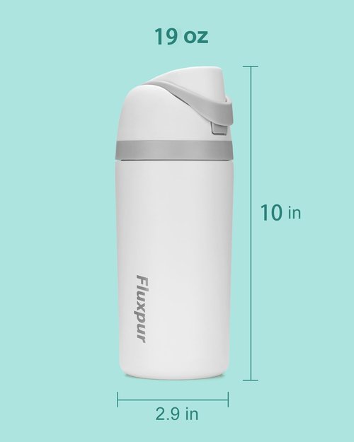 Fluxpur Insulated Water Bottle Sports Stainless Steel Water Bottle with Straw Travel Leakproof,19 Oz,White 10