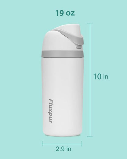 Fluxpur Insulated Water Bottle Sports Stainless Steel Water Bottle with Straw Travel Leakproof,19 Oz,White 10