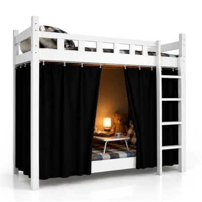 Black Bunk Bed Curtains Blackout Privacy Canopy Drapes - Black, 2 Panels
