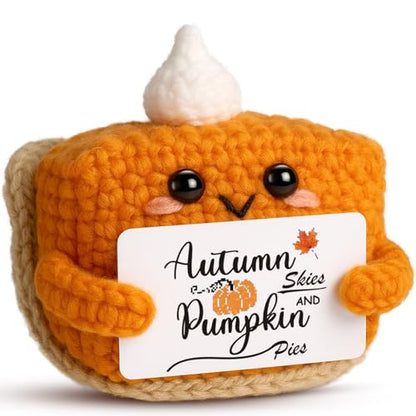 Autumn Skies Thanksgiving Mini Pumpkin Pie Crochet Doll - Fall Holiday Decor