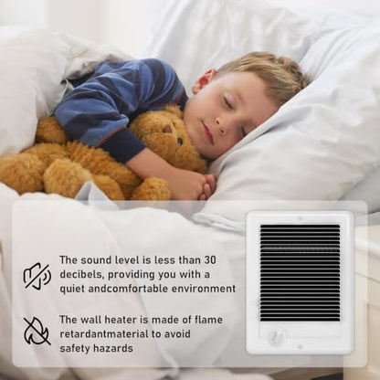 Electric Wall Heater with Thermostat - Complete Unit, White